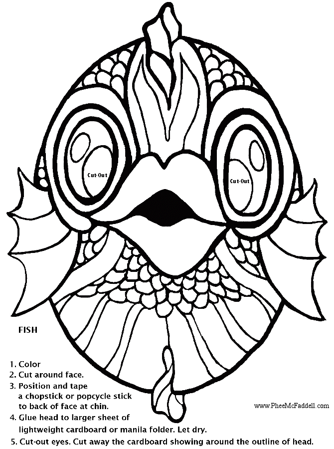 fish pictures for coloring. Fish Mask Coloring Project