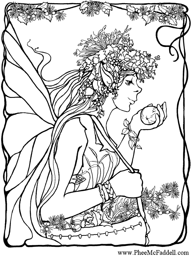 flower coloring pages for adults. fairy kissing flower -