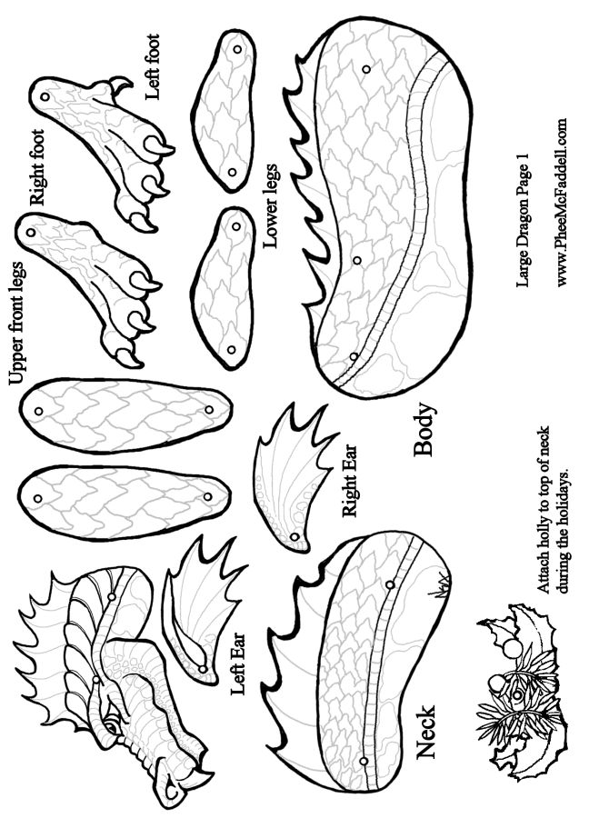 Large Dragon Puppet Page One Coloring and Craft Page