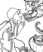 Elves Dragon coloring Page