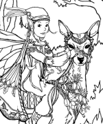 Fairy On Deer Coloring Page