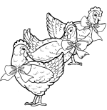 Three French Hens Coloring Page