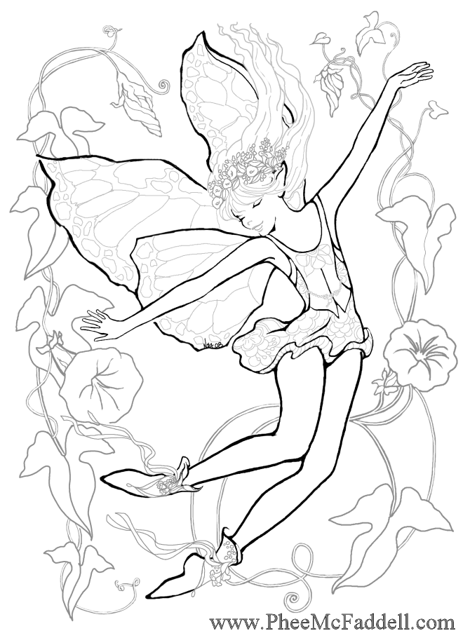 morning glory fairy coloring page