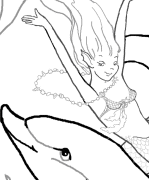 Young Mermaids With Dolphins Coloring Page