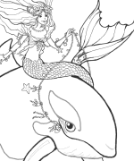 Mermaid and Orca Coloring Page