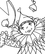 Clown with Star and Bells Coloring Page