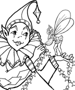 Clown and Tiny Fairy Coloring Page